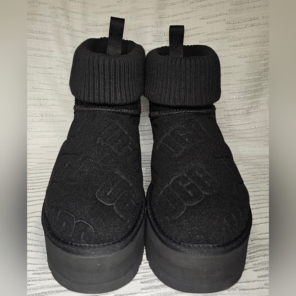 UGG Classic Mini Platform Felted in Black Size 8 S/N 1144047 - Picture 7 of 11